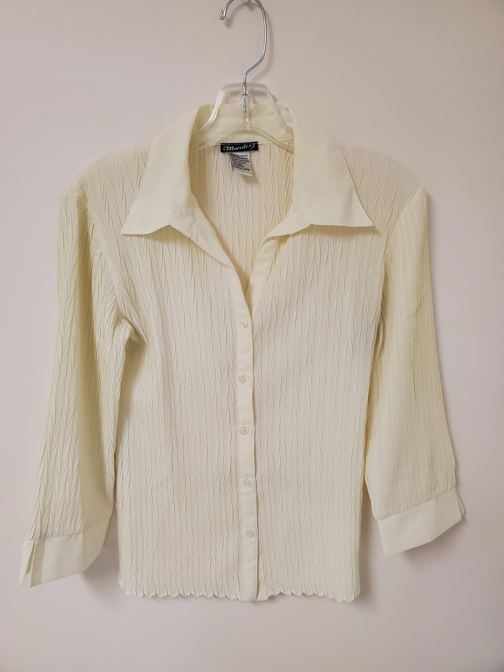 mandee Cream Textured Button-Down Top